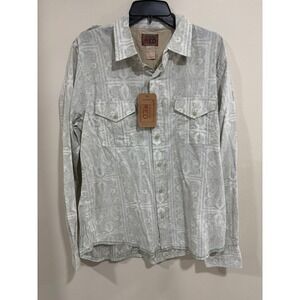 Vintage Red Button Down Shirt Large Boho Western Paisley Cotton NWT Casual